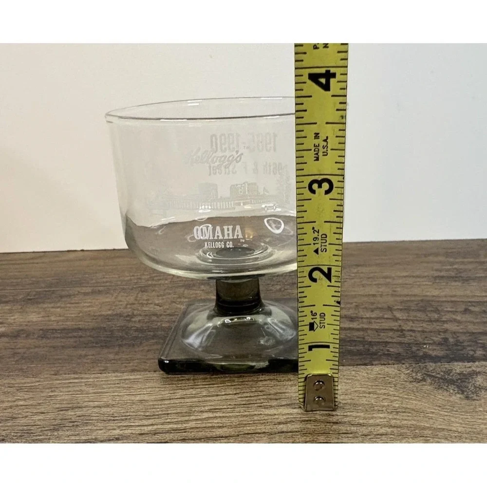 Vintage Kelloggs Company Omaha Nebraska  Footed Goblet Glass Square Base 1990